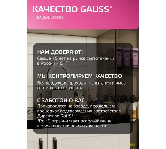 Кольцевой светодиодный светильник Gauss с комплектом креплений для установки телефона RL001