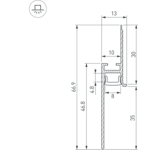 Профиль Arlight PLINTUS-FANTOM-BENT-H35-SIDE-2000 WHITE, 2м 043675(1)