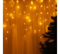 Гирлянда электрическая Сноубум бахрома 2.5x0.3х0.5x0.7м, 80LED, шампань, пост. свеч, ПВХ белый, коннект, 220В 382-096
