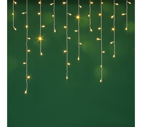 Гирлянда электрическая Сноубум бахрома 2.5x0.3х0.5x0.7м, 80LED, шампань, пост. свеч, ПВХ белый, коннект, 220В 382-096
