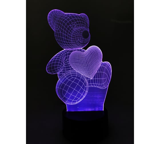 Светодиодный ночник CADENA голограмма Мишка, 7 цветов, 3DBear