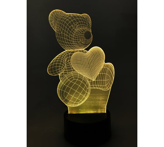 Светодиодный ночник CADENA голограмма Мишка, 7 цветов, 3DBear