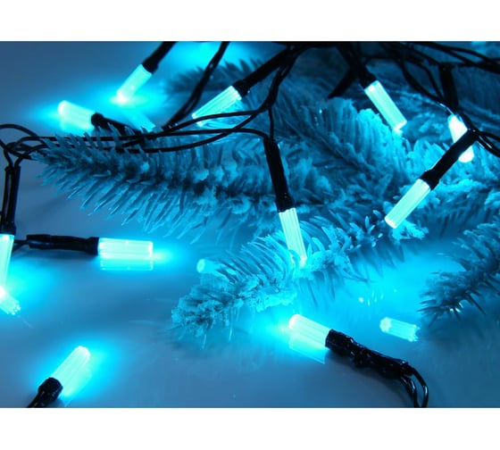 Гирлянда электрическая Сноубум вьюн 9м, 100LED, аква, 8 реж., ПВХ черный, 220В 384-172