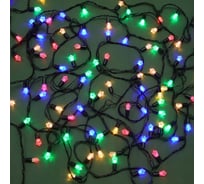 Гирлянда электрическая Сноубум с насадками Грани 10м, 100LED, мульти, 8 реж, ПВХ черный, 220В 381-333