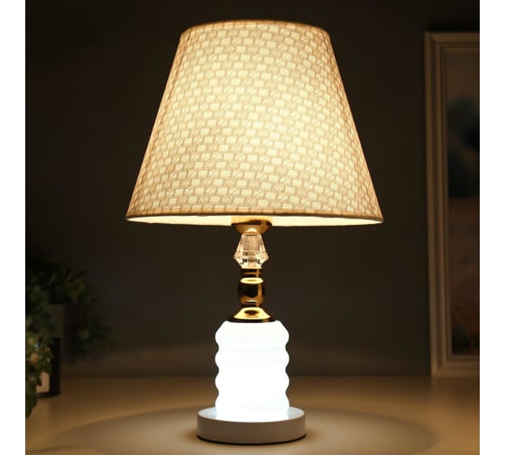 Настольная лампа RISALUX 16138/1 E27 40Вт+LED подсветка, бело-золотой 28х28х45 см 5147892