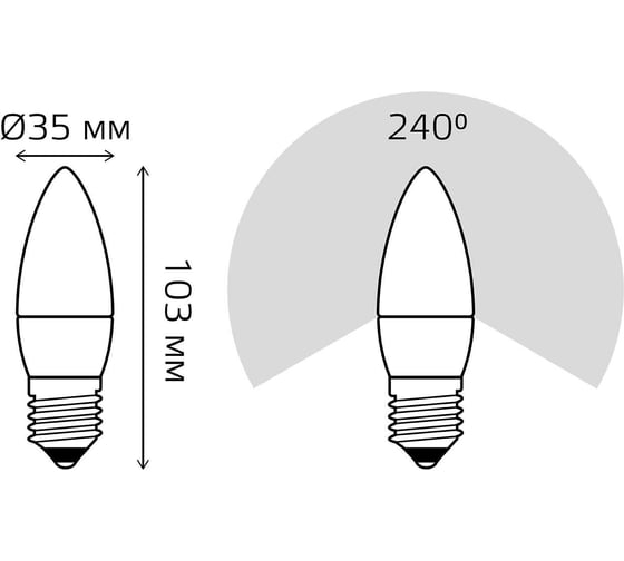 Лампа GAUSS Elementary Свеча 10W 750lm 6500K E27 LED 1/10/100 30230
