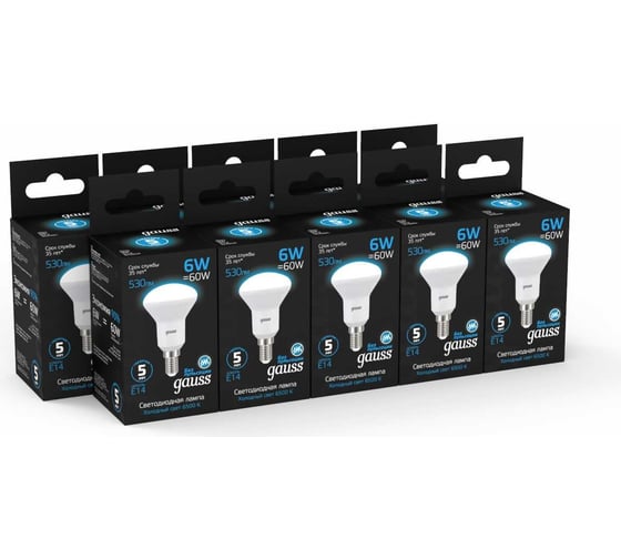 Лампа Gauss R50 6W 530lm 6500K Е14 LED 106001306