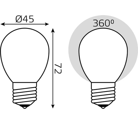 Лампа GAUSS Filament Шар 9W 590lm 3000К Е27 milky LED 1/10/50 105202109