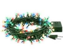 Электрогирлянда VEGAS Нить, 100 разноцветных ламп, контроллер 8 режимов, зеленый провод 55057