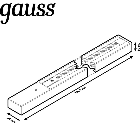 Накладной шинопровод GAUSS 1м черный с адаптером питания и заглушкой 1/20 TR103