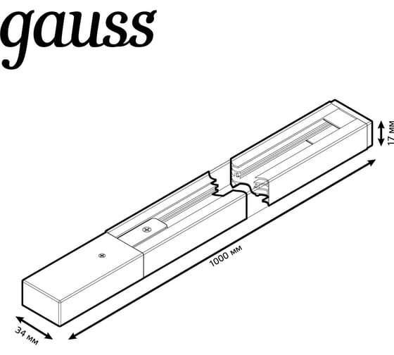 Накладной шинопровод GAUSS 1м белый с адаптером питания и заглушкой 1/20 TR101