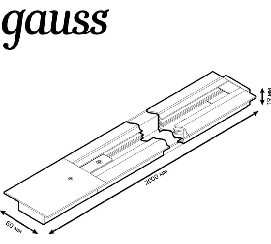 Встраиваемый шинопровод GAUSS 2м белый с адаптером питания и заглушкой 1/20 TR128
