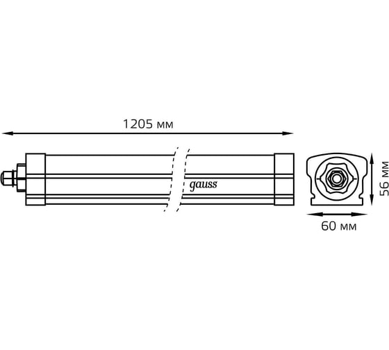 Аварийный светодиодный светильник Gauss LED матовый с БАП UNIVERSAL 36Вт 3600lm 4000К IP65 1205х60х56мм, 843425236A