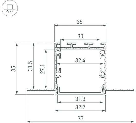 Профиль Arlight LINIA32-FANTOM-2000 ANOD 2м 049950