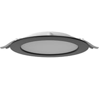 Светодиодный светильник VARTON DL-01 Slim 200 мм 40 Вт 3000 К круглый встраиваемый 221x40 мм IP65/40 RAL9005 черный муар с рассеивателем опал аварийный автономный постоянного действия V1-RF-90084-10A00-6504030