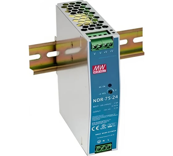 Блок питания VARTON AC/DC с установкой на DIN-рейку, 24В, 3.2А, 76.8Вт MEANWELL, 32x125.2x102мм NDR-75-24 1