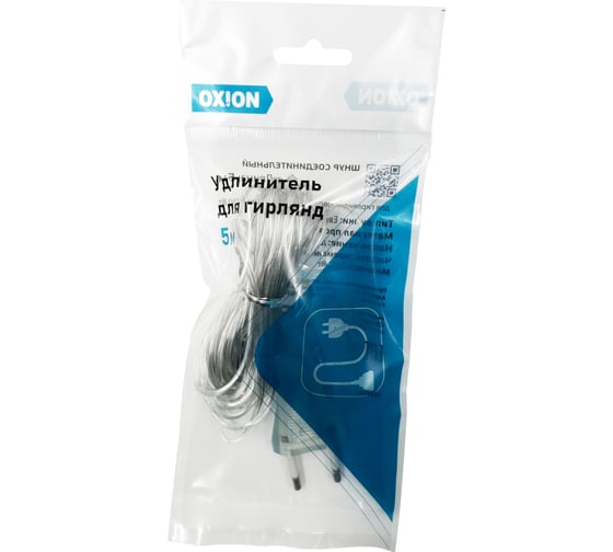 Шнур соединительный OXION удлинитель, для гирлянды новогодней, прозрачный, 5m, 250 Вт, арт. OX-PWS-9