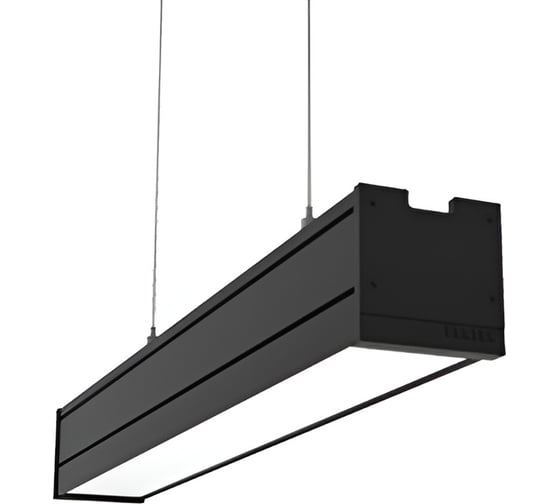 Светодиодный светильник VARTON Mercury Pro подвесной 26 Вт 3000 К 514x65x65 мм IP54 RAL9005 черный муар с рассеивателем опал, с декоративным проводом 2 м и комплектом подвесов 2 м аварийный автономный постоянного действия V1-R0-90256-30A00-5402630 1