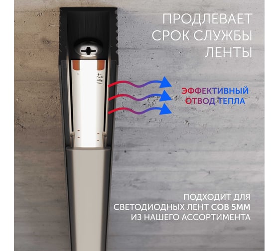 Алюминиевый профиль для светодиодной ленты Geniled накладной 1 метр по 5 шт 8x9х1000 Черный 12384b_1_ch_5