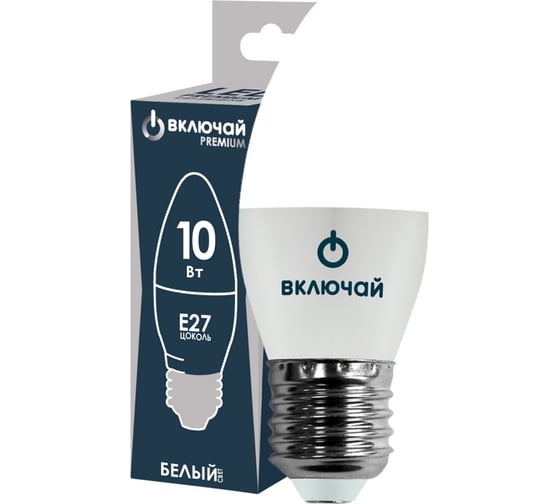 Светодиодная лампа Включай 10W E27 свеча 4000K 220V LED PREMIUM C37-10W-E27-W 1003887