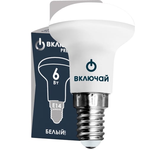 Светодиодная лампа Включай 6W E14 R39 4000K 220V пластик+алюминий LED PREMIUM R39-6W-E14-W 1007825 1