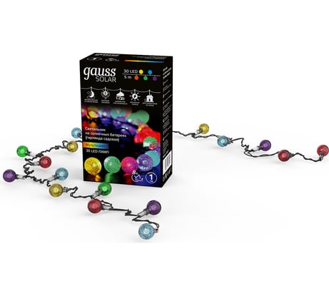 Садовая гирлянда GAUSS мультицвет Solar GS031