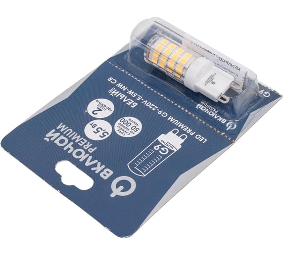 Светодиодная лампа Включай 5.5W G9 4000K 220V AC Ceramics 16х49 LED PREMIUM 1008051
