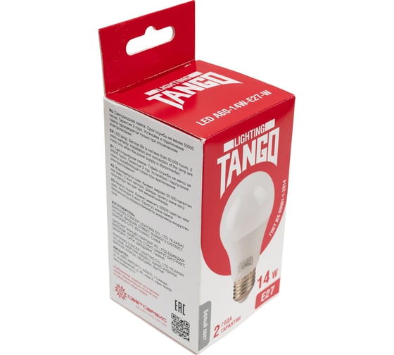 Светодиодная лампа TANGO 14W E27 A60 4000K 220V LED А60-14W-E27-W ЛОН 1003930