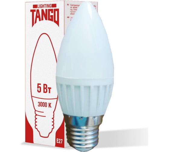 Светодиодная лампа TANGO 5W E27 свеча 3000K 220V LED C37-5W-E27-N 5/ 100 1003938 1