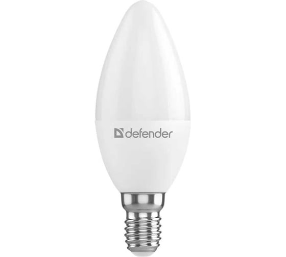 Светодиодная лампочка DEFENDER C37-8W-830-E14 свеча, теплый белый, 1 шт. 95101