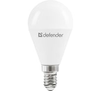 Светодиодная лампочка DEFENDER P45-12W-830-E14 шар, теплый белый, 1 шт. 95225