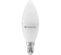 Светодиодная лампочка DEFENDER C37-12W-865-E14 свеча, холодный дневной, 1 шт. 95129