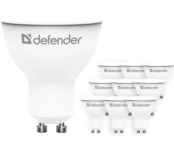 Светодиодная лампочка DEFENDER MR16-10W-830-GU10 софит, теплый белый, 1 шт. 95319