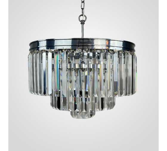 Люстра IMPERIUMLOFT RH 1920S ODEON CLEAR GLASS FRINGE 3-TIER CHANDELIER chrome 228791-22 1