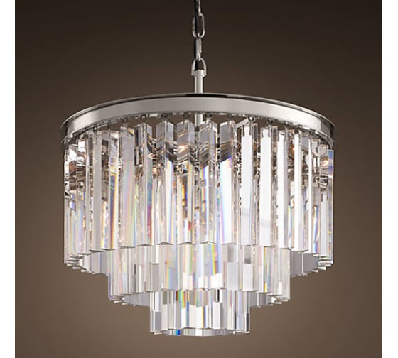 Люстра IMPERIUMLOFT RH 1920S ODEON CLEAR GLASS FRINGE 3-TIER CHANDELIER nickel 36 см 191624-22 1