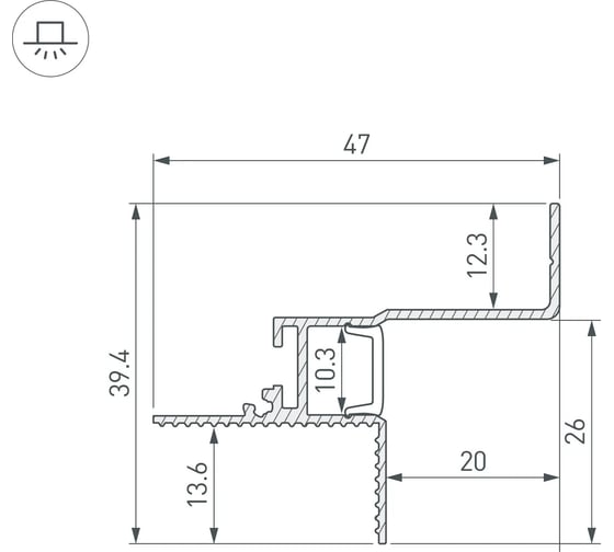 Профиль Arlight СEIL-S12-SHADOW-20-SIDE-3000 WHITE 3 м 052241