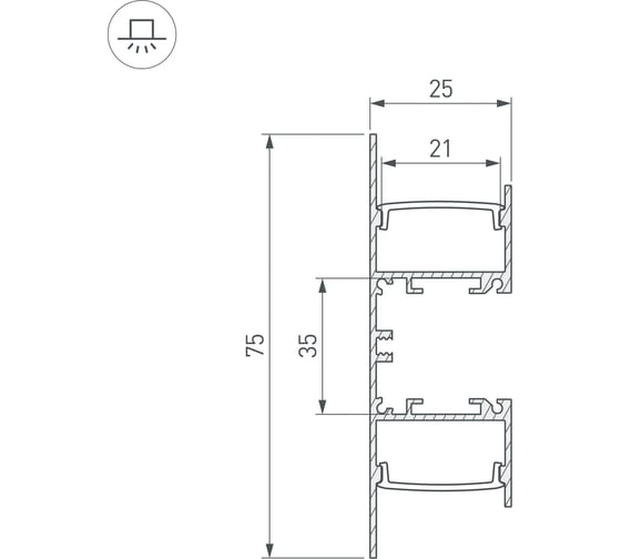 Профиль Arlight WALL-2575-DUAL-2000 ANOD 2 м 052513
