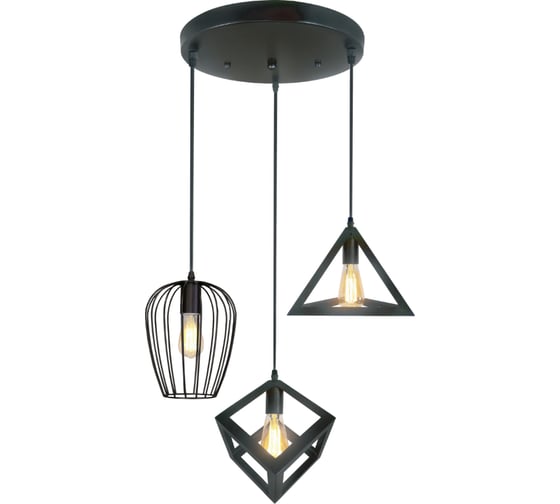 Светильник подвесной MAXLIGHT CAST 1013 BLACK, 3*E27, черный 00-00001229