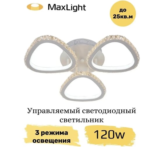 Управляемый светодиодный светильник MAXLIGHT Decor 3003 120W, WHITE, 3000-6500К, Ф440 ММ 00-00000988
