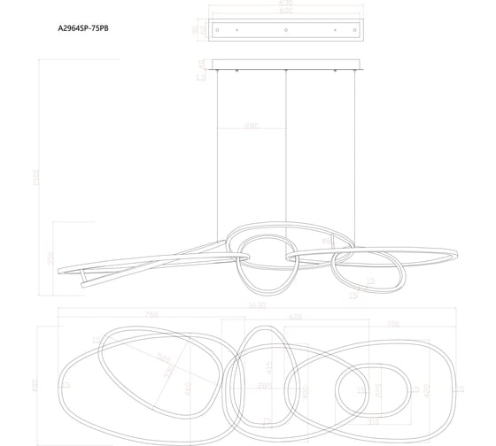 Подвесная люстра ARTE LAMP ORACLE A2964SP-75PB