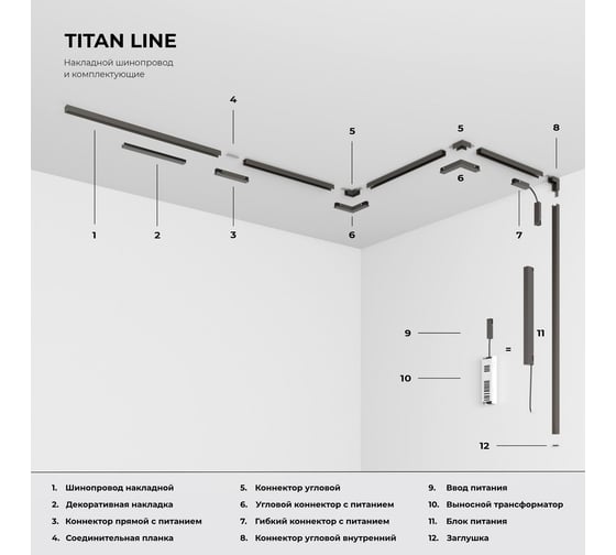 Декоративная накладка Elektrostandard Titan Line для шинопровода 20см 85232/00 титан a069861