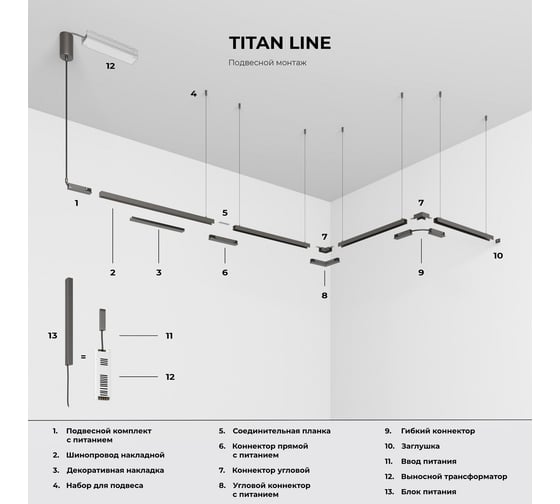 Декоративная накладка Elektrostandard Titan Line для шинопровода 20см 85232/00 титан a069861