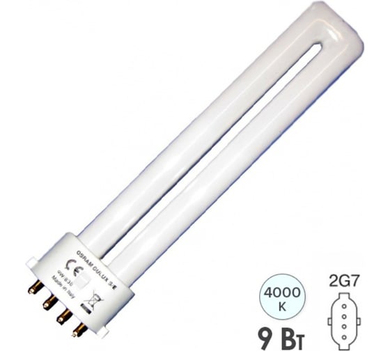 Компактная люминесцентная лампа OSRAM DULUX S-E 9Вт 4000К 2G7 9W/840 10x1 4099854123825