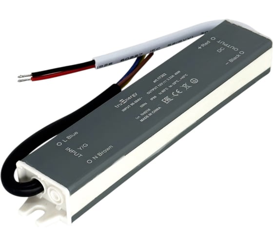 Блок питания для светодиодной ленты truEnergy 12V, 40W, IP68, алюминий, 160x30x20мм 17302 1