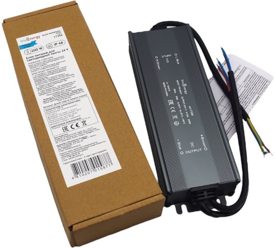 Блок питания для светодиодной ленты truEnergy 24V, 200W, IP68, алюминий, 215x70x34мм 17356