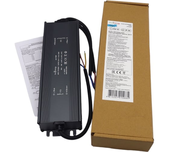 Блок питания для светодиодной ленты truEnergy 24V, 250W, IP68, алюминий, 235x75x36мм 17357