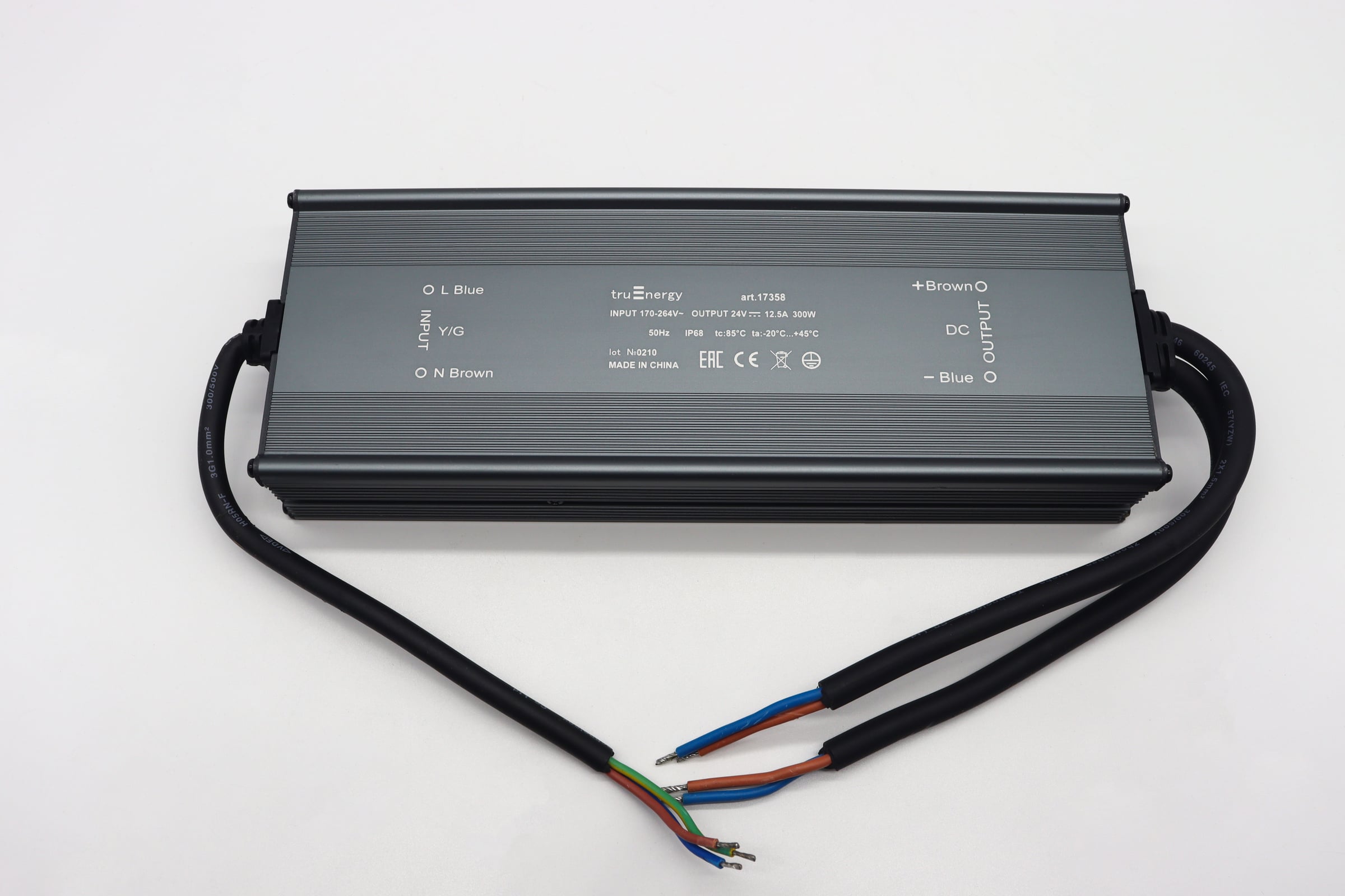 БлокпитанияtruEnergyдлясветодиоднойленты24V300WIP68алюминий265x90x36мм17358