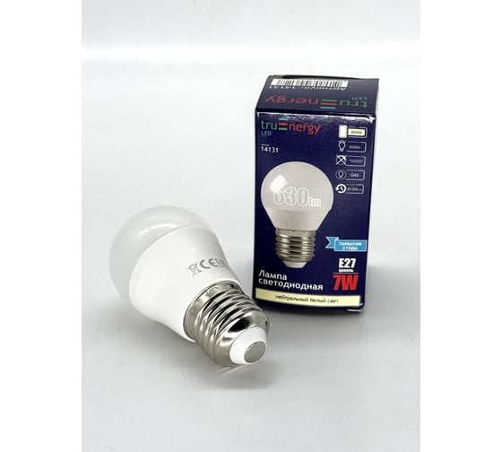 Лампы светодиодные truEnergy 7W G45 (шар) E27 4000K 630Lm комплект из 10шт 14231 1