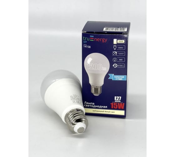 Лампа светодиодная truEnergy 15W A60 (груша) E27 4000K 1200Lm 14158 1