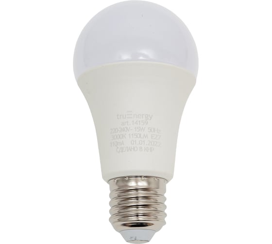 Лампа светодиодная truEnergy 15W A60 (груша) E27 3000K 1240Lm 14159